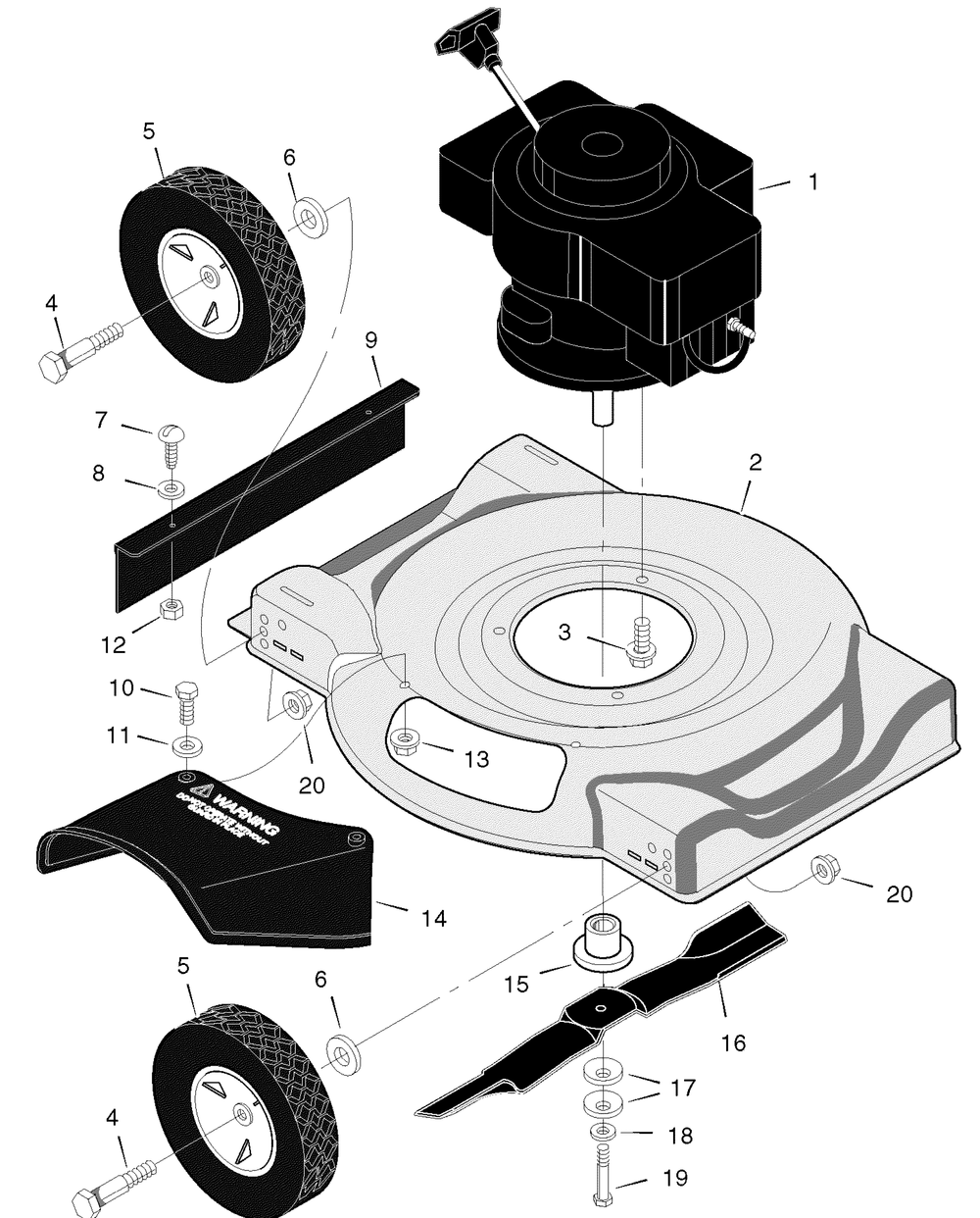 Mower Housing Assembly Diagram and Parts List for 201030X78B 2005 Briggs and Stratton Lawn Mower
